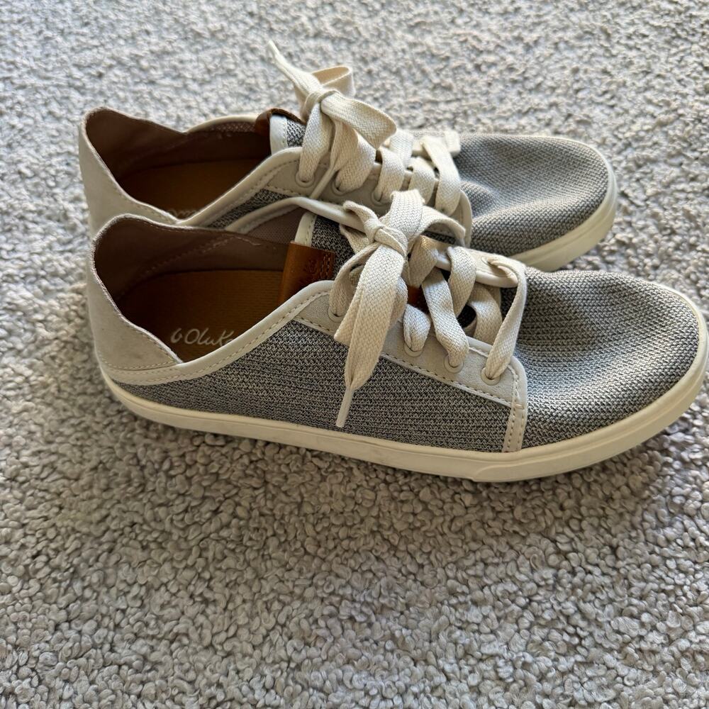 OluKai Pehuea Li Tapa Gray-Beige Mesh Women’s Sz 8